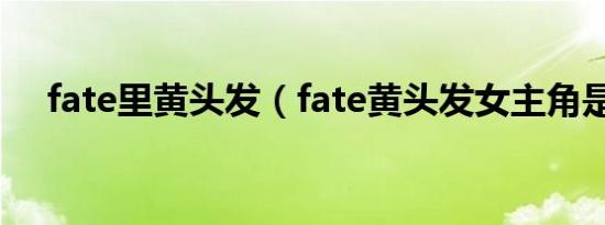 fate里黄头发（fate黄头发女主角是谁）