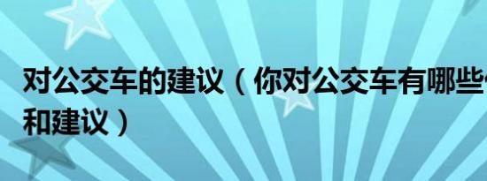 对公交车的建议（你对公交车有哪些优化意见和建议）