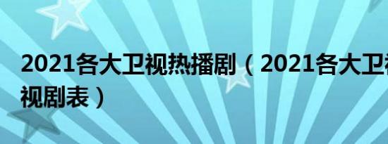 2021各大卫视热播剧（2021各大卫视播放电视剧表）