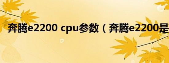 奔腾e2200 cpu参数（奔腾e2200是几代）