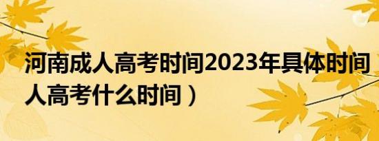 河南成人高考时间2023年具体时间（河南成人高考什么时间）