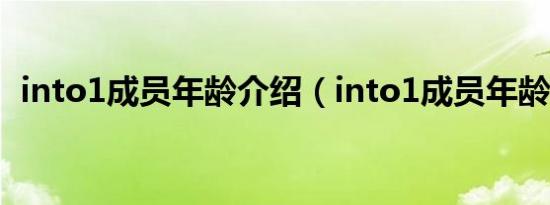 into1成员年龄介绍（into1成员年龄排序）