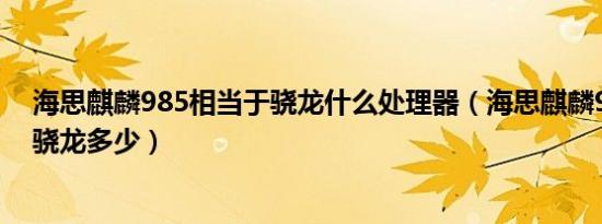 海思麒麟985相当于骁龙什么处理器（海思麒麟985相当于骁龙多少）