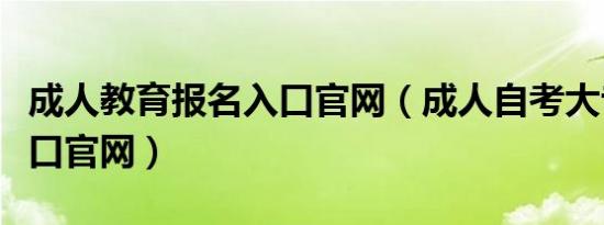 成人教育报名入口官网（成人自考大专报名入口官网）