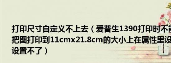 打印尺寸自定义不上去（爱普生1390打印时不能自定义我想把图打印到11cmx21.8cm的大小上在属性里设置纸张大小设置不了）