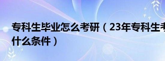 专科生毕业怎么考研（23年专科生考研需要什么条件）