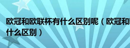 欧冠和欧联杯有什么区别呢（欧冠和欧联杯有什么区别）