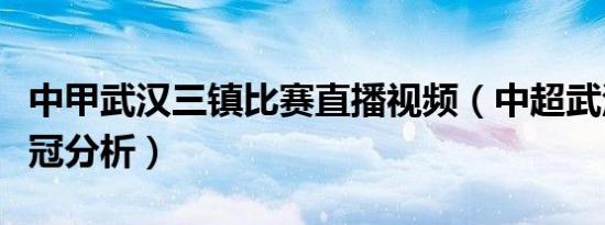 中甲武汉三镇比赛直播视频（中超武汉三镇夺冠分析）