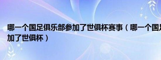 哪一个国足俱乐部参加了世俱杯赛事（哪一个国足俱乐部参加了世俱杯）