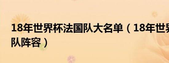 18年世界杯法国队大名单（18年世界杯法国队阵容）