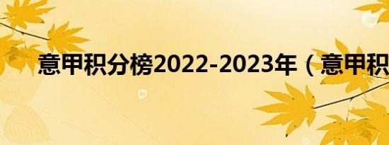 意甲积分榜2022-2023年（意甲积分）