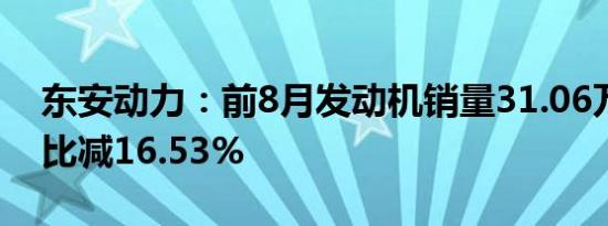 东安动力：前8月发动机销量31.06万台，同比减16.53%