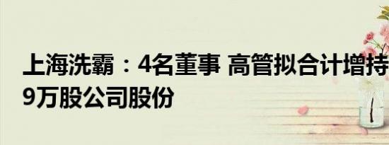 上海洗霸：4名董事 高管拟合计增持11万股19万股公司股份