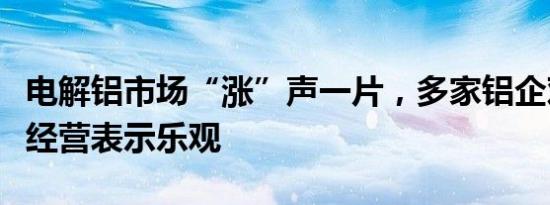 电解铝市场“涨”声一片，多家铝企对下半年经营表示乐观