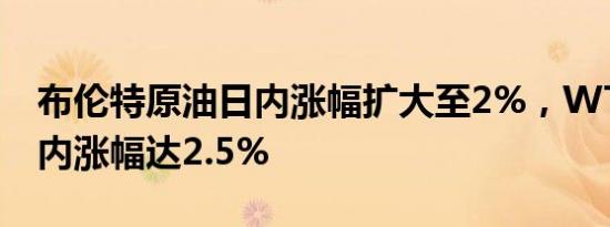 布伦特原油日内涨幅扩大至2%，WTI原油日内涨幅达2.5%