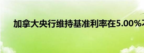 加拿大央行维持基准利率在5.00%不变