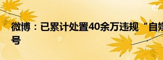 微博：已累计处置40余万违规“自媒体”账号