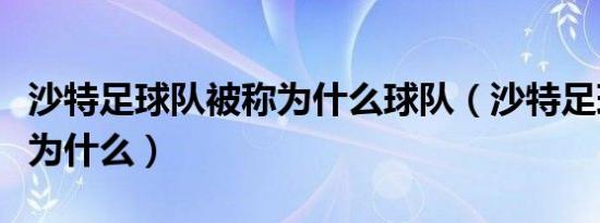 沙特足球队被称为什么球队（沙特足球队被称为什么）