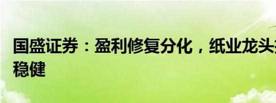 国盛证券：盈利修复分化，纸业龙头扩产步伐稳健