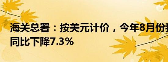 海关总署：按美元计价，今年8月份我国进口同比下降7.3%