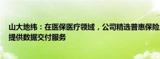 山大地纬：在医保医疗领域，公司精选普惠保险应用场景，提供数据交付服务