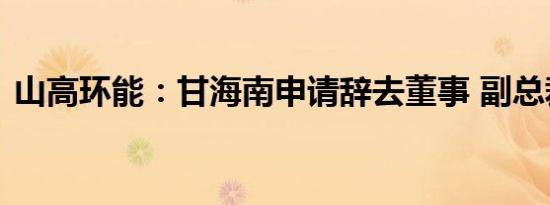 山高环能：甘海南申请辞去董事 副总裁职务