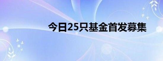 今日25只基金首发募集