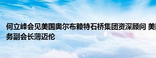 何立峰会见美国奥尔布赖特石桥集团资深顾问 美国商会前常务副会长薄迈伦