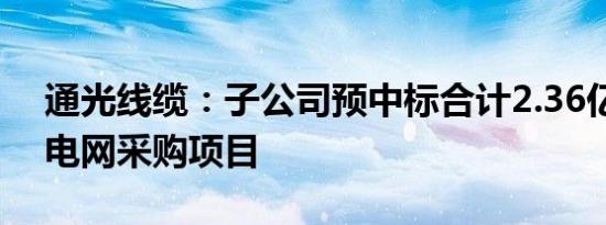 通光线缆：子公司预中标合计2.36亿元国家电网采购项目