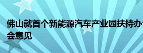 佛山就首个新能源汽车产业园扶持办法征求社会意见