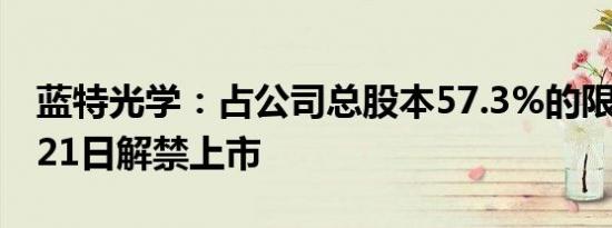 蓝特光学：占公司总股本57.3%的限售股9月21日解禁上市