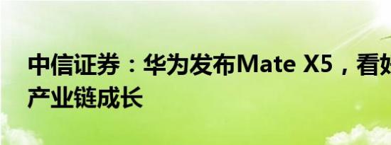 中信证券：华为发布Mate X5，看好折叠屏产业链成长