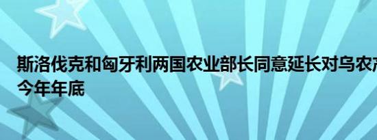 斯洛伐克和匈牙利两国农业部长同意延长对乌农产品禁令至今年年底