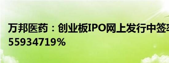 万邦医药：创业板IPO网上发行中签率为0.0255934719%