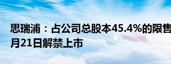 思瑞浦：占公司总股本45.4%的限售股将于9月21日解禁上市