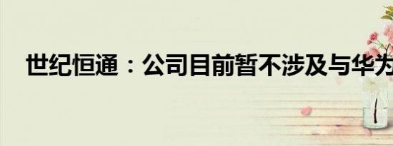 世纪恒通：公司目前暂不涉及与华为合作