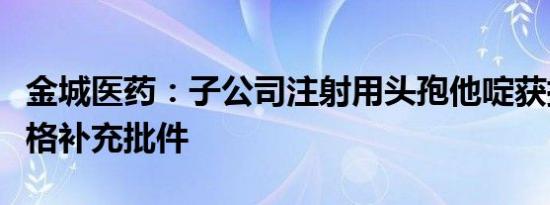 金城医药：子公司注射用头孢他啶获批增加规格补充批件