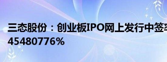 三态股份：创业板IPO网上发行中签率为0.0445480776%