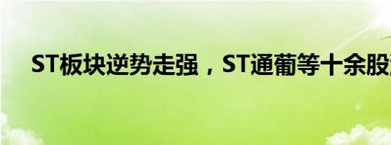 ST板块逆势走强，ST通葡等十余股涨停