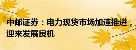 中邮证券：电力现货市场加速推进，虚拟电厂迎来发展良机