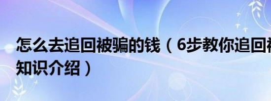 怎么去追回被骗的钱（6步教你追回被骗的钱知识介绍）