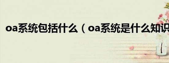 oa系统包括什么（oa系统是什么知识介绍）