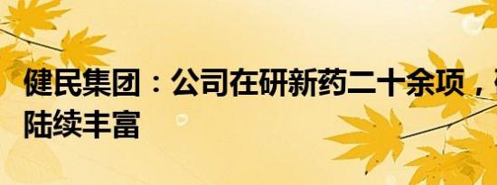 健民集团：公司在研新药二十余项，研发管线陆续丰富