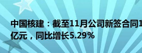 中国核建：截至11月公司新签合同1236.41亿元，同比增长5.29%