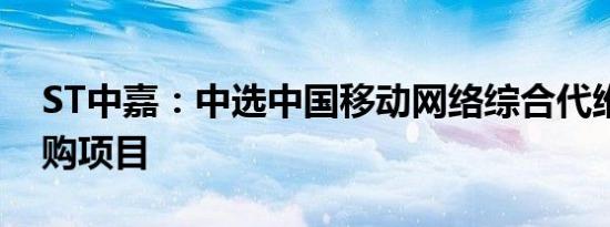 ST中嘉：中选中国移动网络综合代维服务采购项目