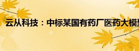 云从科技：中标某国有药厂医药大模型项目