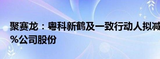 聚赛龙：粤科新鹤及一致行动人拟减持不超1%公司股份