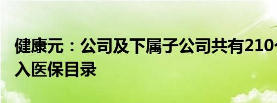 健康元：公司及下属子公司共有210个产品纳入医保目录