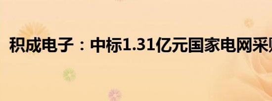 积成电子：中标1.31亿元国家电网采购项目