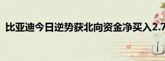 比亚迪今日逆势获北向资金净买入2.73亿元